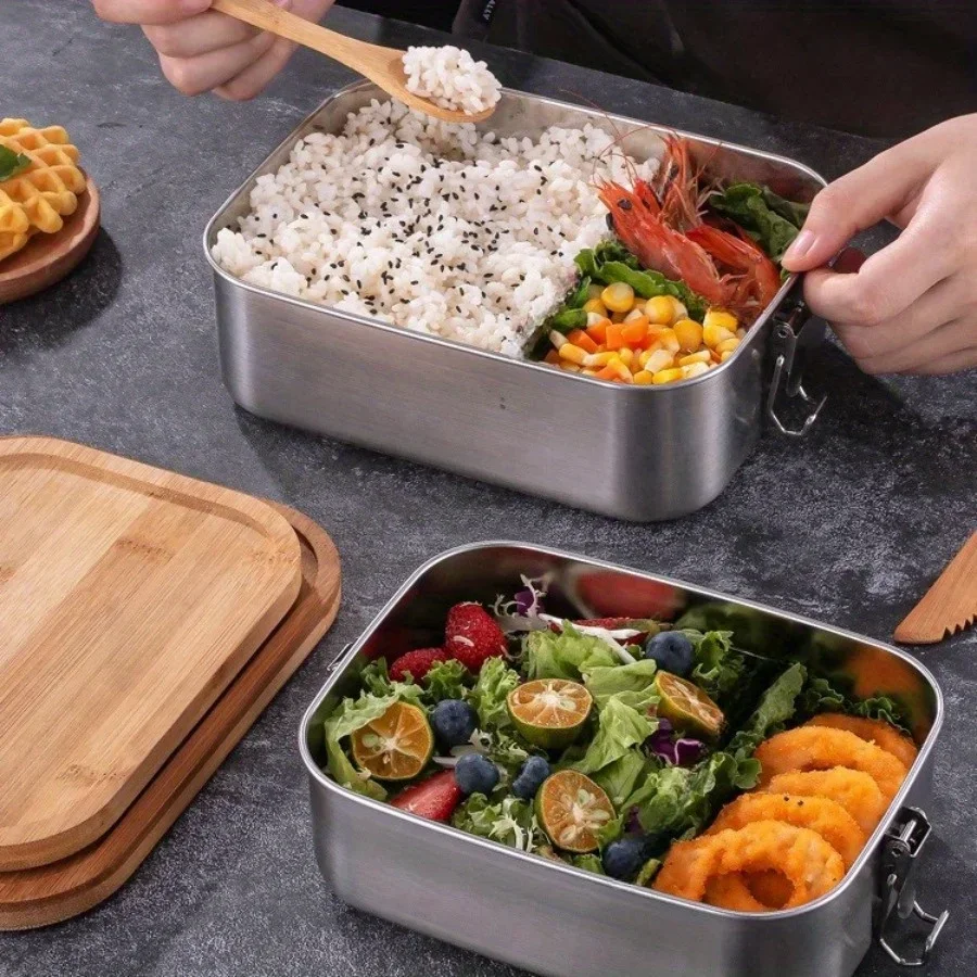 New 304 stainless steel bamboo lid lunch box, Japanese style lid preservation box, lunch box, lunch box, food storage box