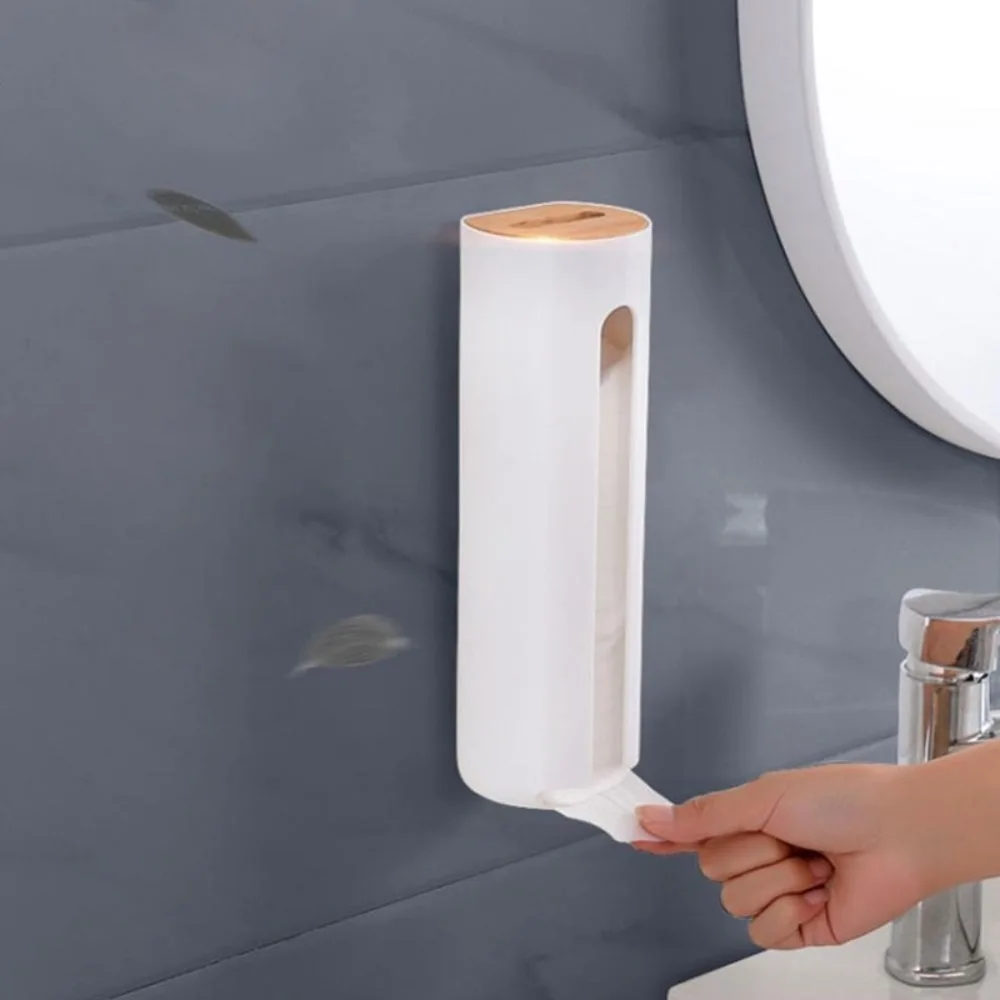 Wall Mount Cotton Pad Dispenser, Suporte plástico multiuso, Organizador cosmético para almofada de algodão