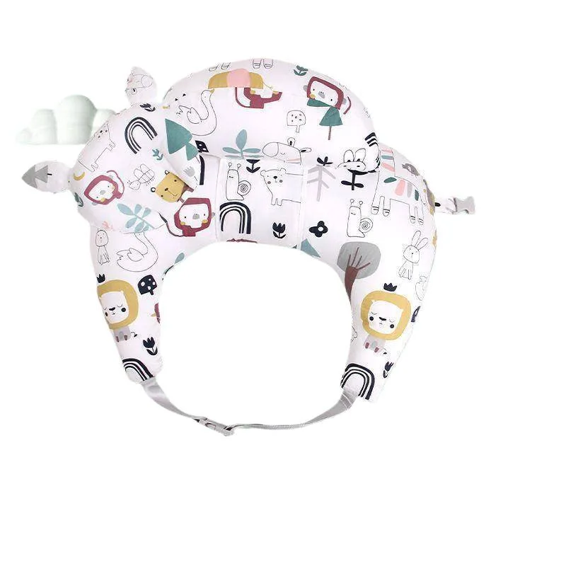 Almohada de lactancia ergonómica, cojín de alimentación de bebé con diseño antiastres, relleno de algodón en espiral de alta elasticidad, comodidad de apoyo suave
