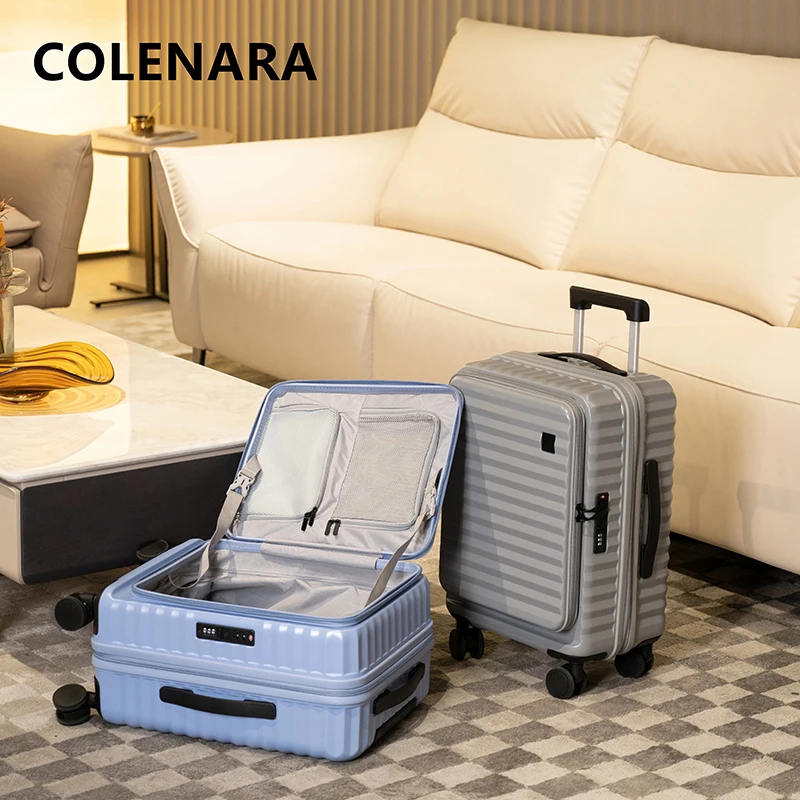 COLENARA المقصورة حقيبة الجبهة افتتاح الصعود USB شحن حقيبة تروللي بعجلات 20 "24" 28 بوصة محمول يده السفر الأمتعة