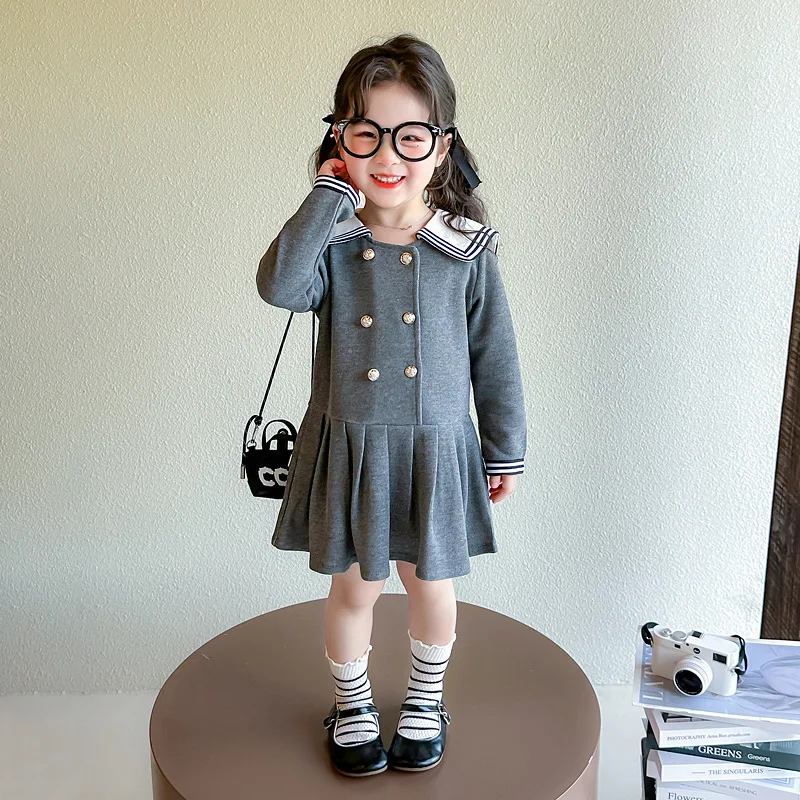 

Girls' College Style Dress Spring and Autumn Style2025New style children's cotton dress fashionable girl baby princess dress