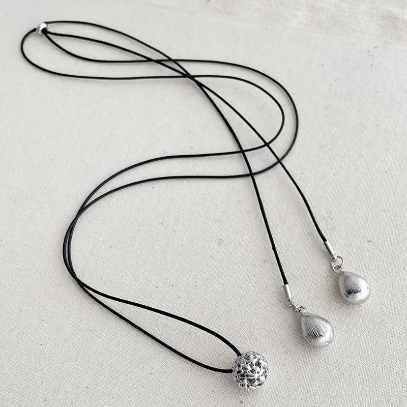 Bilandi Fashion Jewelry Pretty Temperament Teardrop Black Cord Adjustable Necklace For Women Girl Gifts Simply  Accessories