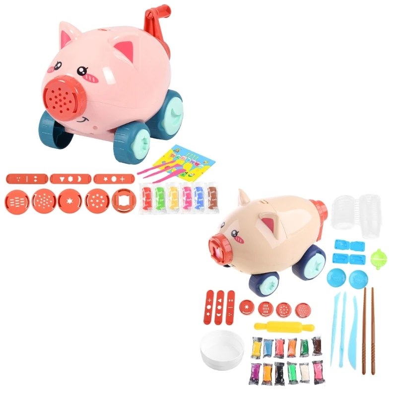 

Children's Color Clay Machine Piggy DIY Game House Toy for Creative Color Clay Maker Dumpling Maker Plasticine Set