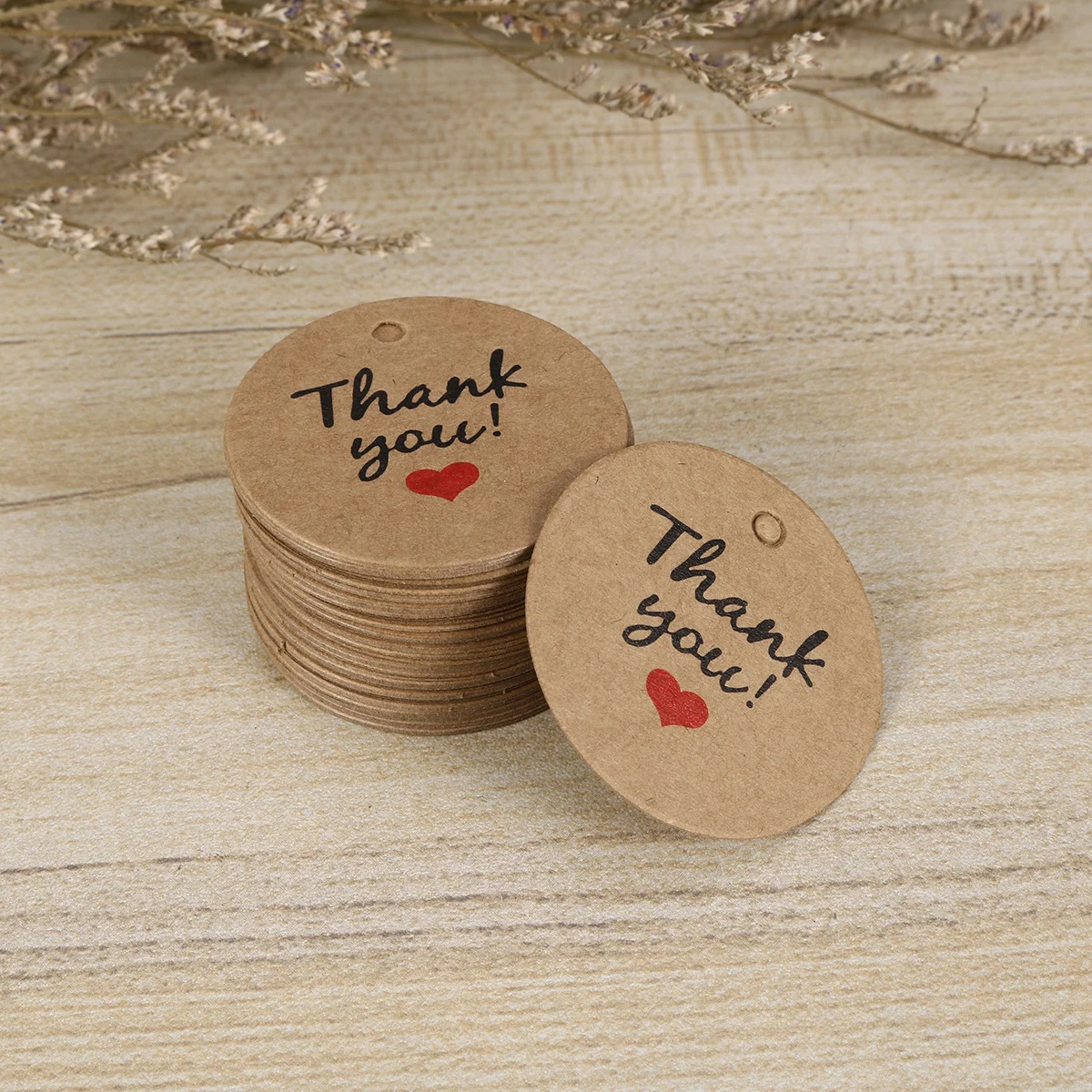 200 Stück Dankeschön-Kraftpapier, rund, Geschenkanhänger, Hangtags für Hochzeit, Party, Jahrestag, Backgeschäft, Kraftpapier, Geschenkanhänger