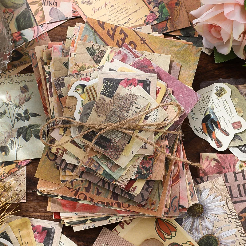 100 pcs/pack Vintage Memo Paper Set DIY Scrapbooking School Supplies Decor Junk Journal Marking Creative Stationery Notes Paper