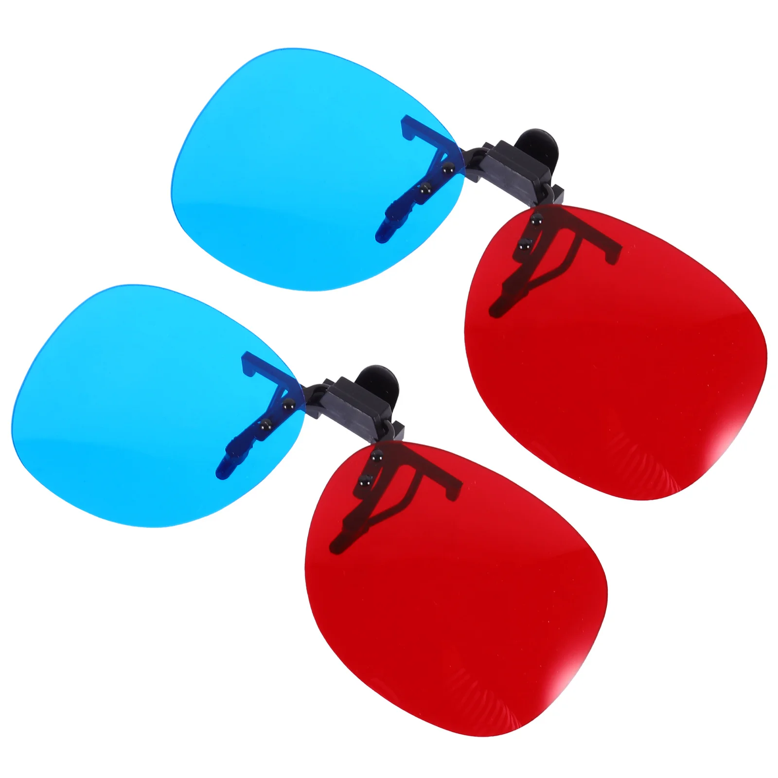 قطعتان من مشبك نظارات ثلاثية الأبعاد باللون الأحمر والأزرق متوافق مع نظارات عادية لقصر النظر، تصميم آمن غير قابل للانزلاق لتجربة الفيلم الغامرة #5