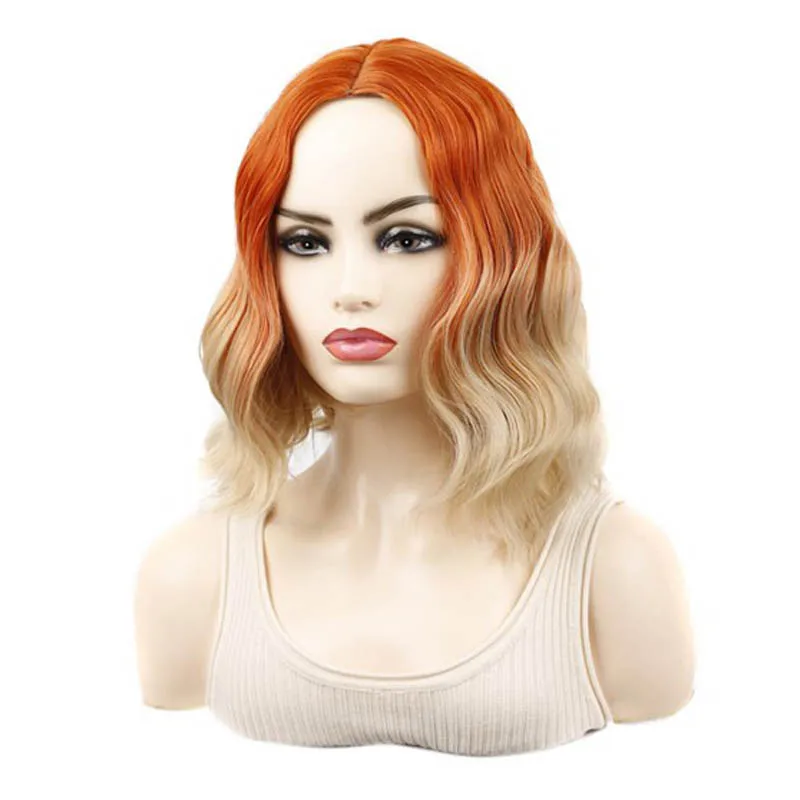 

Zolin Synthetic Short Wavy Hair Wig Drag Queen Wave Bob Hairstyle Brown Pink Color Lolita Hair Wig Cosplay Wigs For Woman