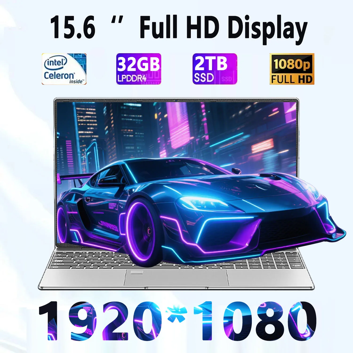 Computadora portátil de 15,6 pulgadas Intel Celeron N5095 Notebook PC Gamer 32GB RAM 1TB SSD Oficina estudio PC Windows 11 Pro 1920*1080P portátiles