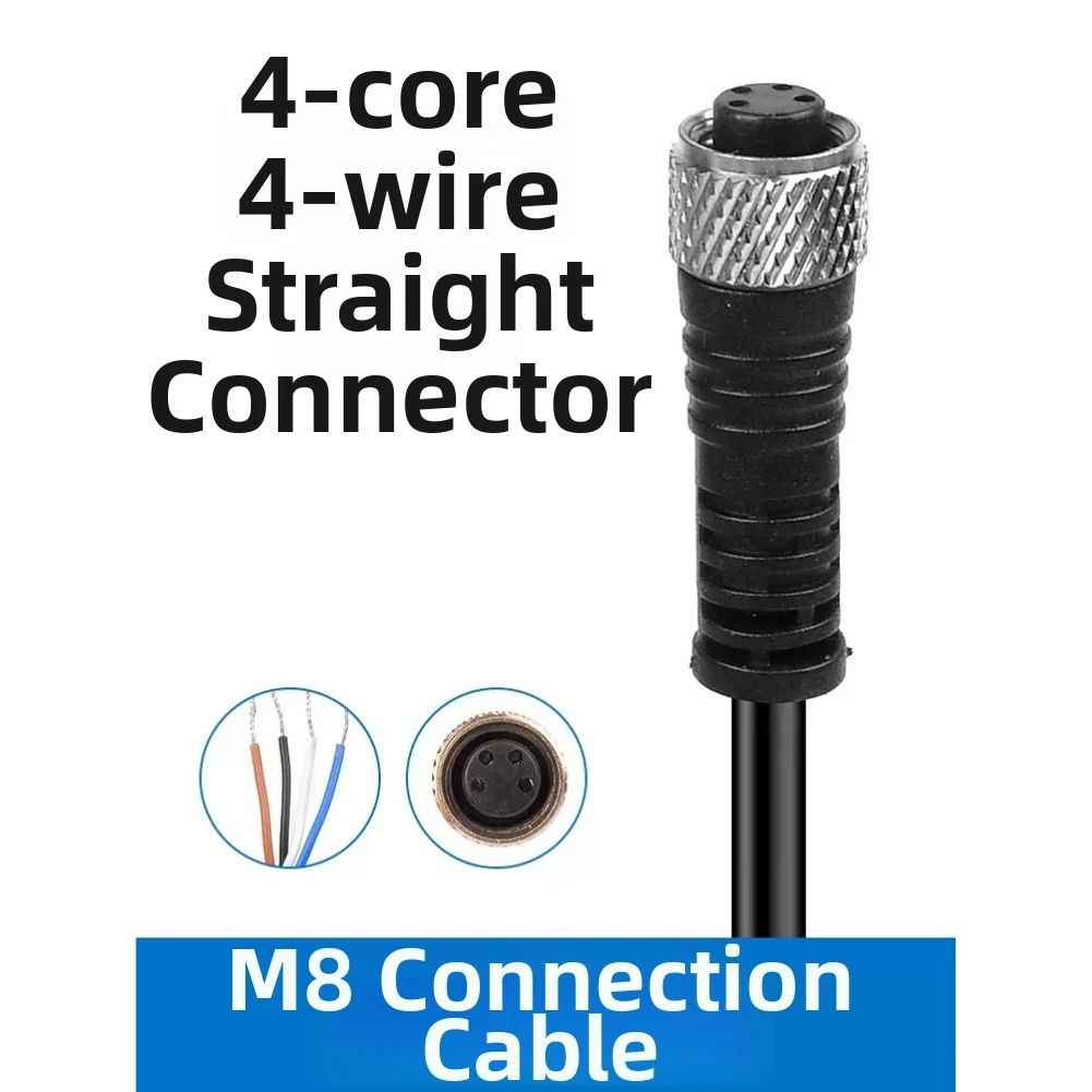 M8 Female 4 Pin Electrical Connector Cable 2M Straight or Angled PVC Jacket IP67 for Industrial Control Systems