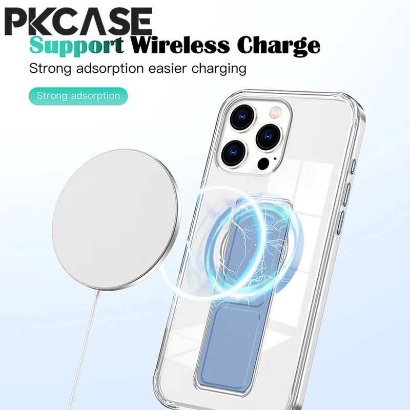 PKCASE Unsichtbare, faltbare Handgelenkschlaufe mit Ständer, Handyhülle für iPhone 18 17 Air 16 15 14 Plus 13 12 Pro Max, magnetische, transparente Hülle – Detail 4