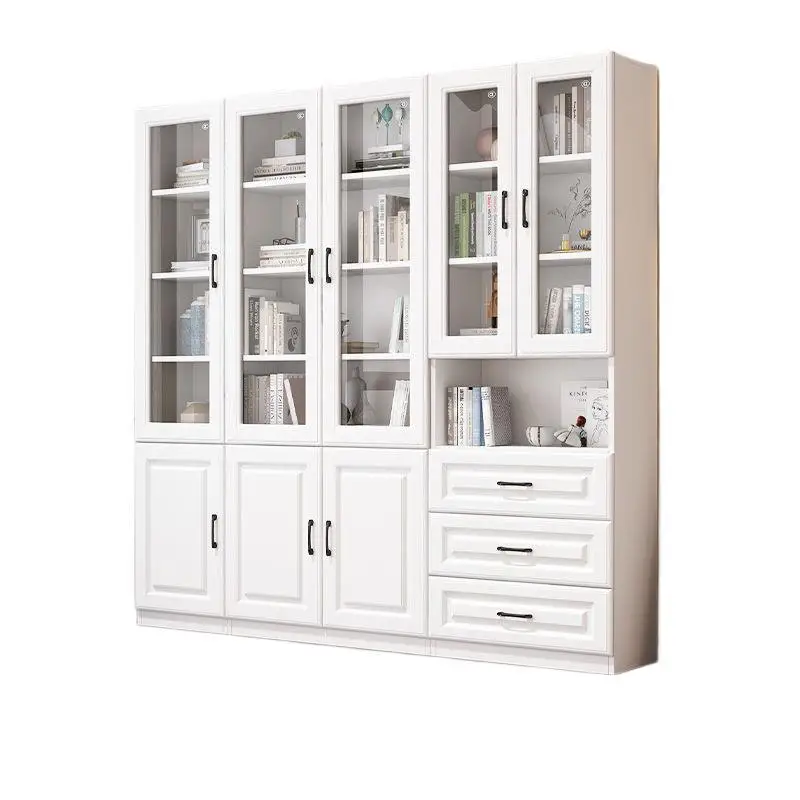 

Bookshelf, modern minimalist, with glass door, bookcase living room, study locker