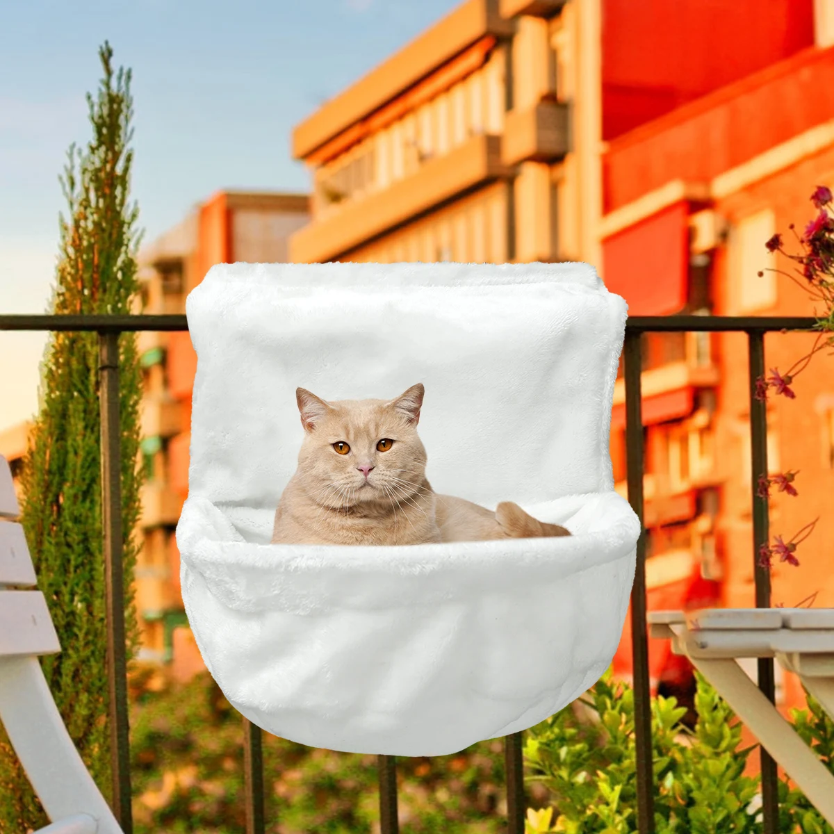 Cozy Cat Hanging Window Hammock Pet Radiator Bed Warm plush Basket Cradle Metal Iron Frame Washable Cat Bed cat accessories