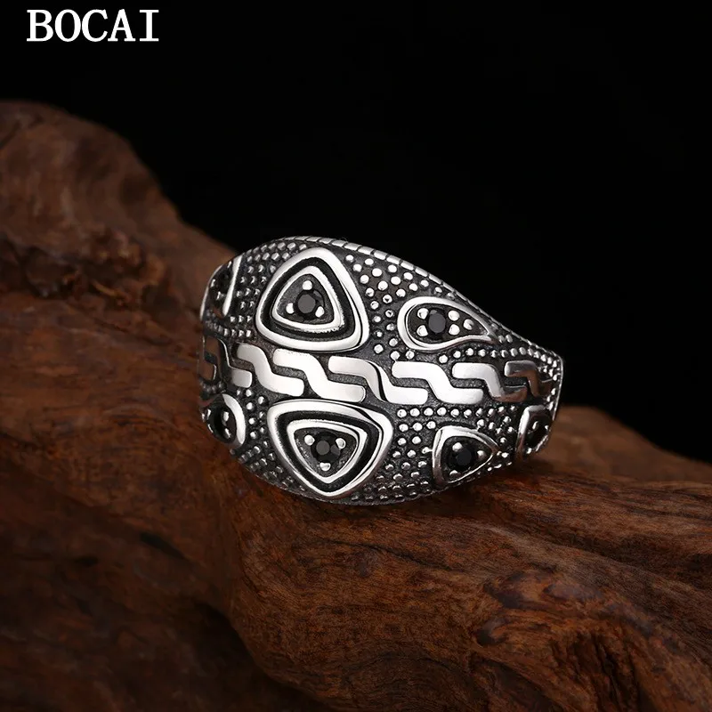 

BOCAI S925 Sterling Silver Simple And Versatile Zircon Ring