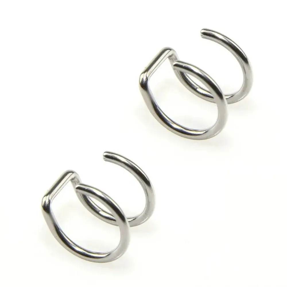 2026 NEW 2Pcs 316L Stainless Steel Fake Ear Piercing Jewelry, Clip on Ear Cuffs Fake Lip Ring Non Piercing Labret Rings for Wome