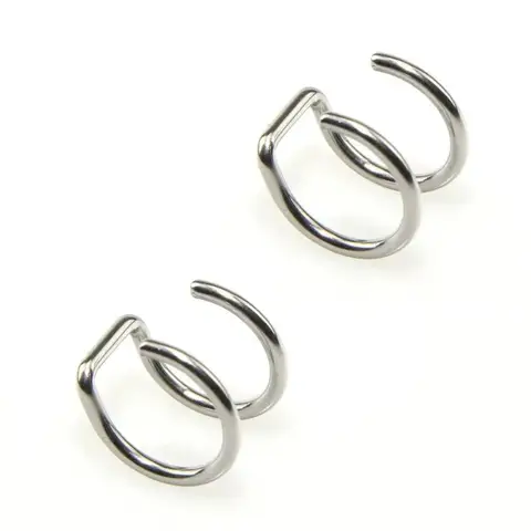2026 NEW 2Pcs 316L Stainless Steel Fake Ear Piercing Jewelry, Clip on Ear Cuffs Fake Lip Ring Non Piercing Labret Rings for Wome