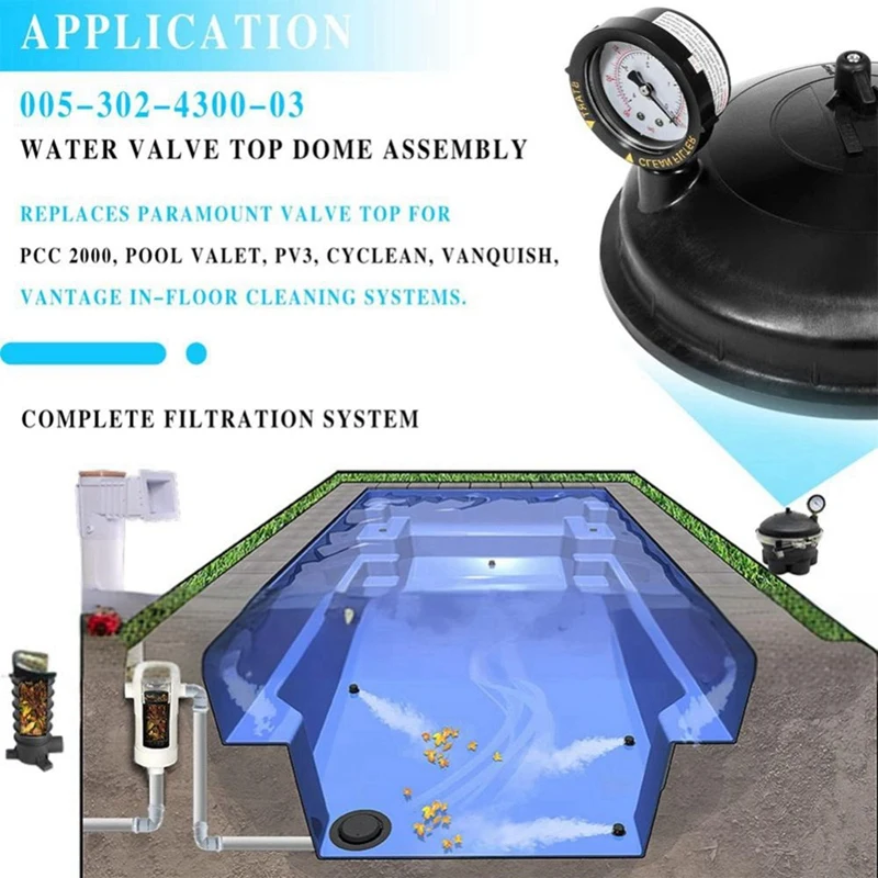 005-302-4300-03 Sostituisci il gruppo completo della cupola superiore della valvola dell'acqua Paramount con manometro e pausa