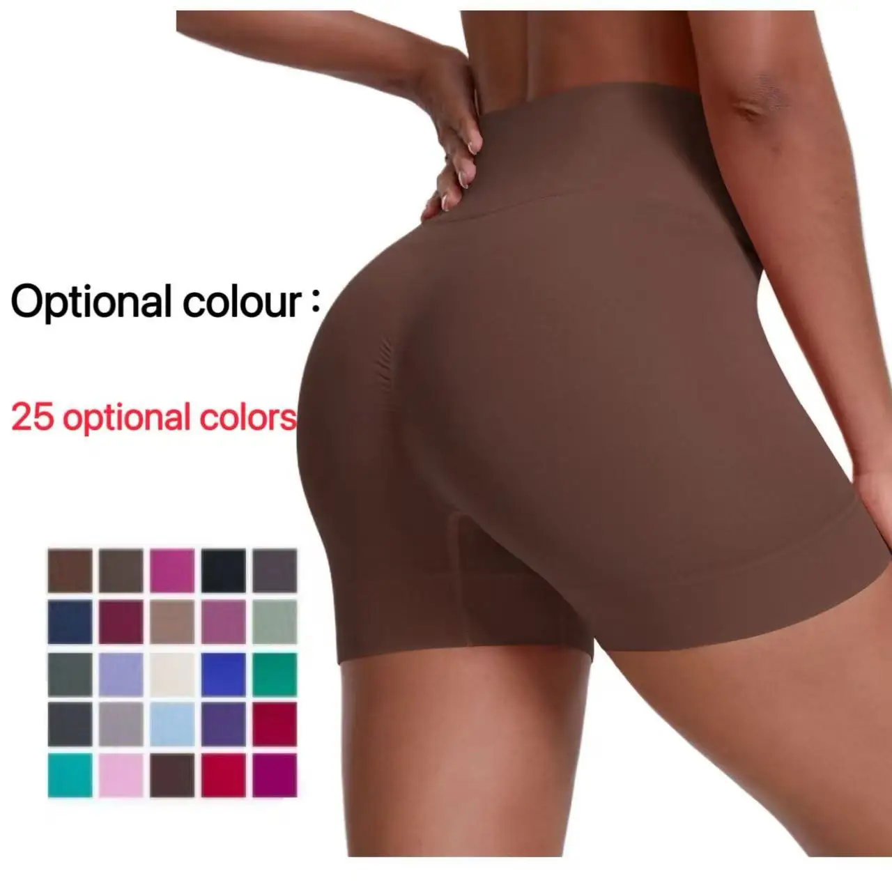 

2025 Summer High End Seamless Solid Color Fitness Shorts for Women High Waist Peach Lift Design Ultra Breathable Ideal for Yoga