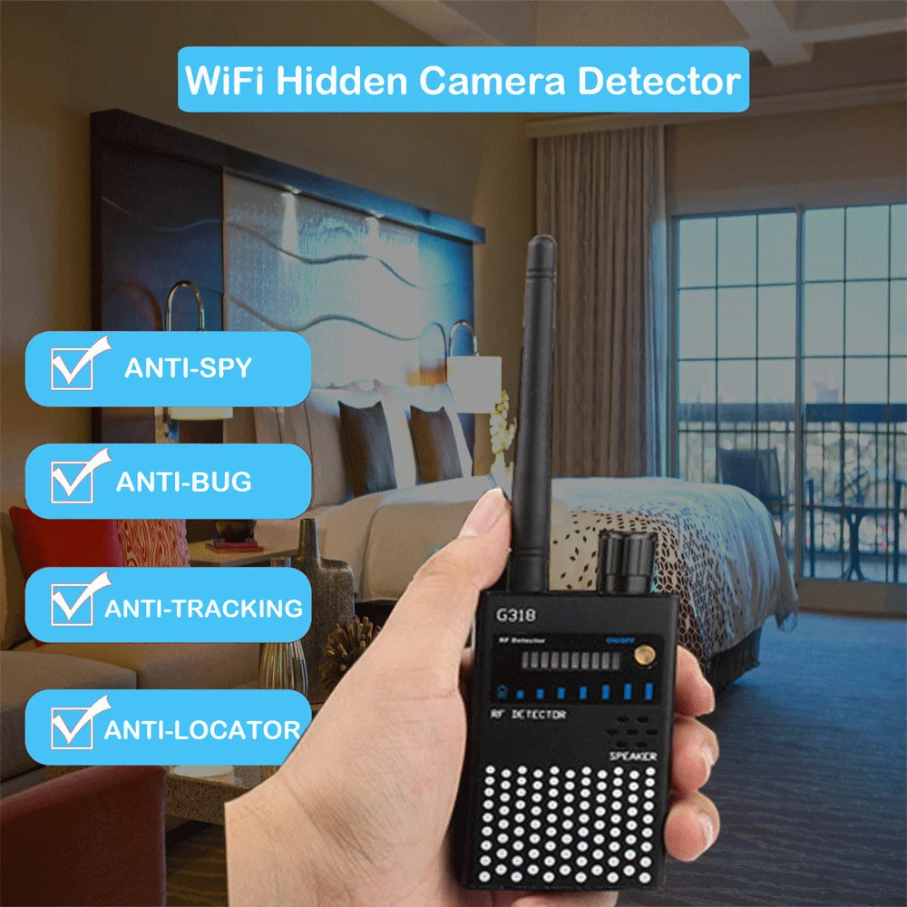 G318 Anti-Spy RF Signal Detector GSM Audio Bug GPS Tracer Lens Device Finder Wireless Spy Camera Anti Candid Camera Scanner G319