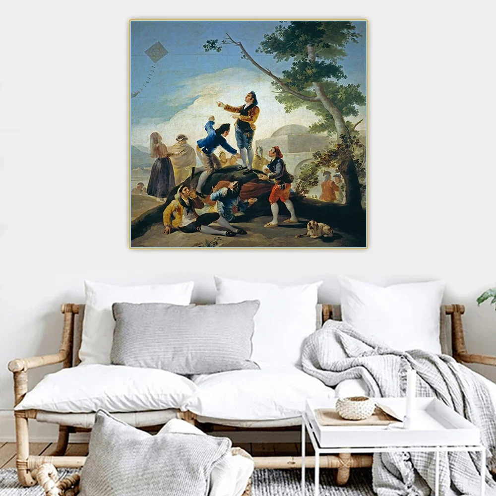 سيتون فرانسيسكو غويا 《الطائرة الورقية》 لوحة زيتية فنية قماشية عمل فني عالمي مشهور ملصق صورة جدار خلفية ديكور ديكور المنزل #3