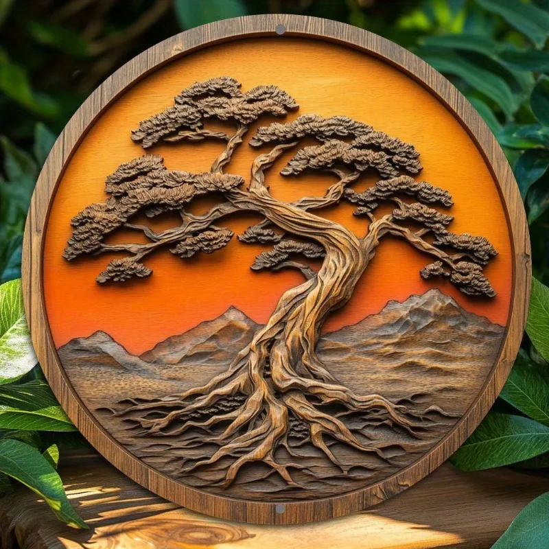 

Tree-Themed Round Aluminum Wall Art, Ideal for Kitchen, Coffee Shop, Home, Office, Party Decor, Valentine'S Day & Holiday Gift