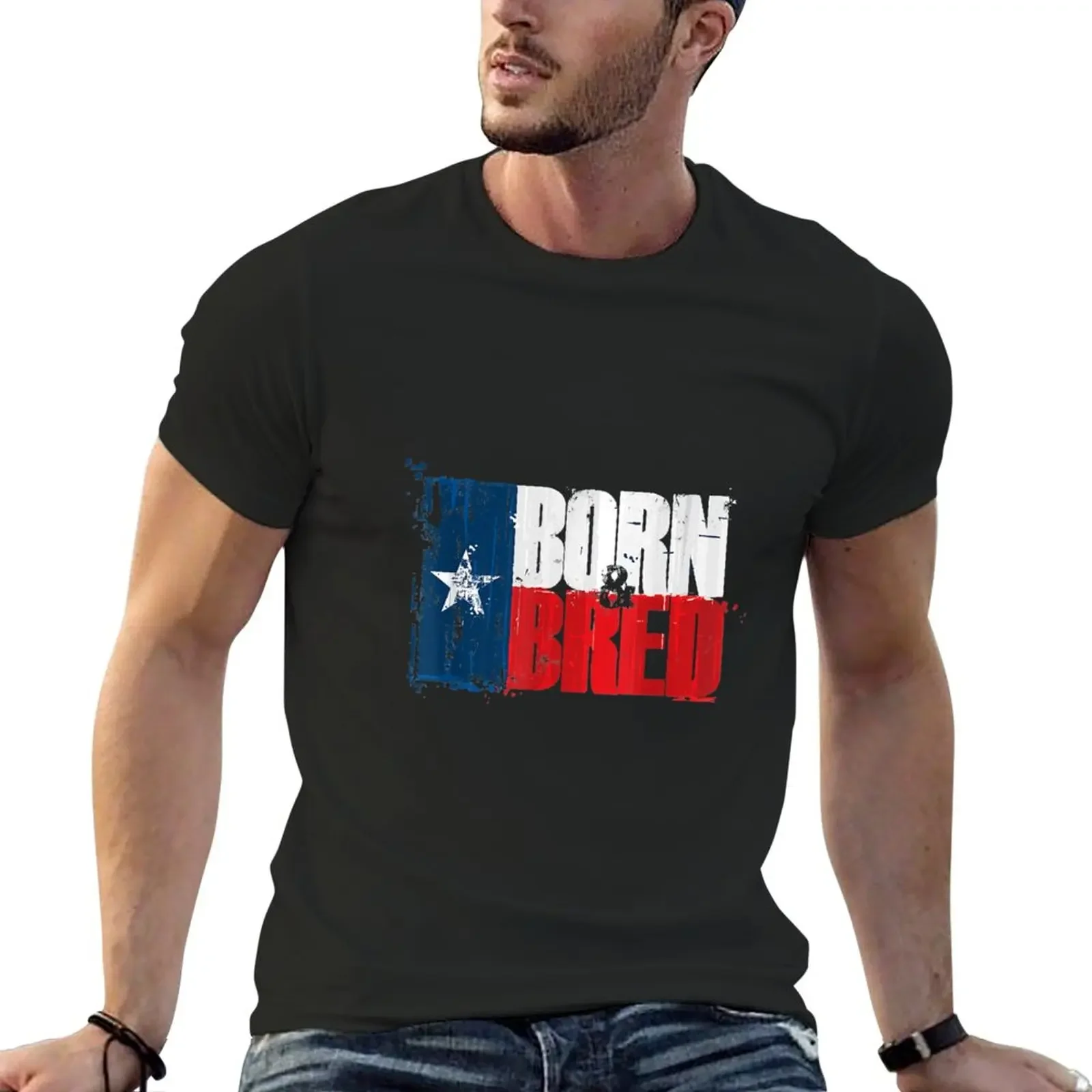 New Texas Born and Bred s T-Shirt Oversized t-shirt man clothes fruit of the loom mens t shirts