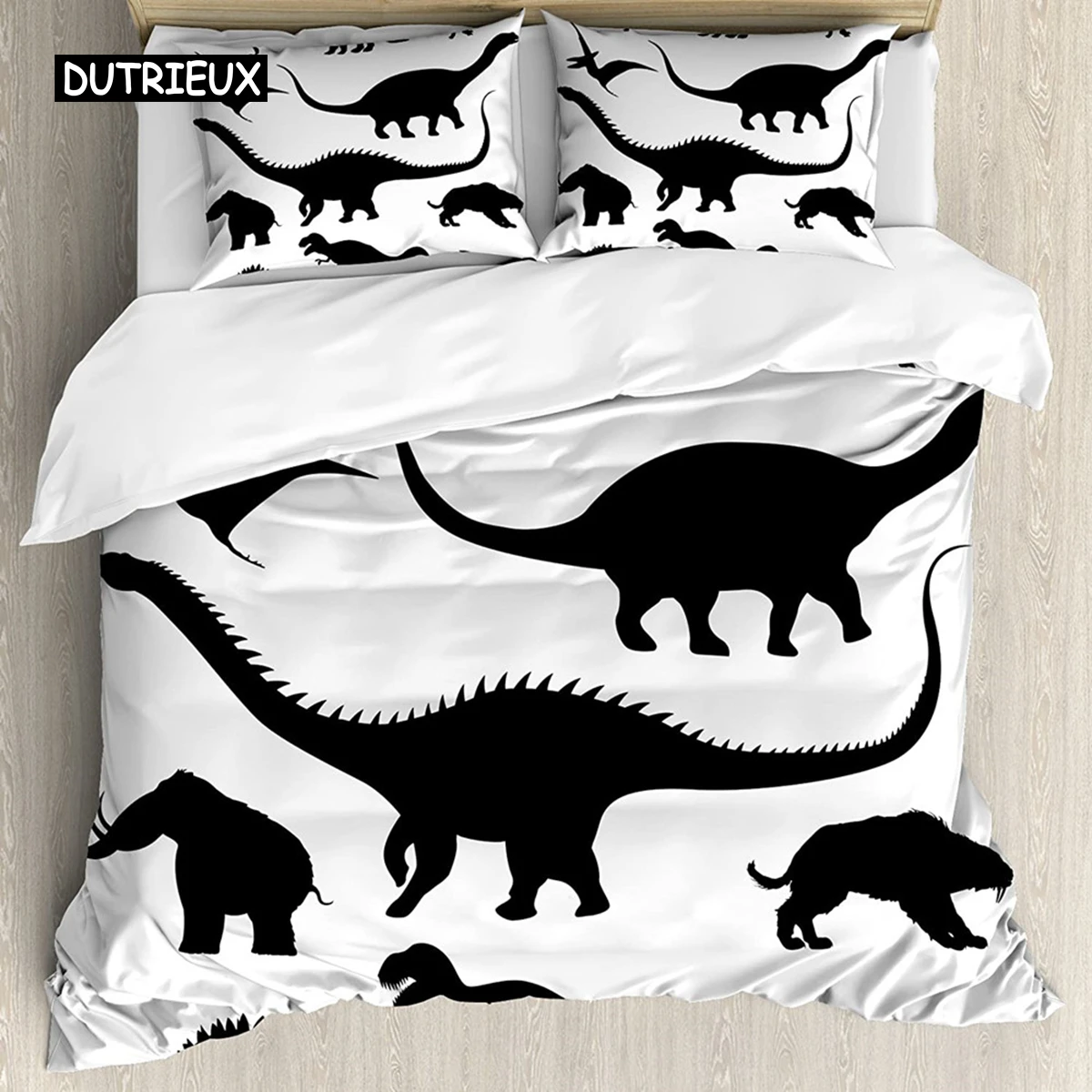 

Dinosaur Duvet Cover Black Evolution Extinction Predator Animals Bedding Set Full Double Queen King Size Polyester Qulit Cover