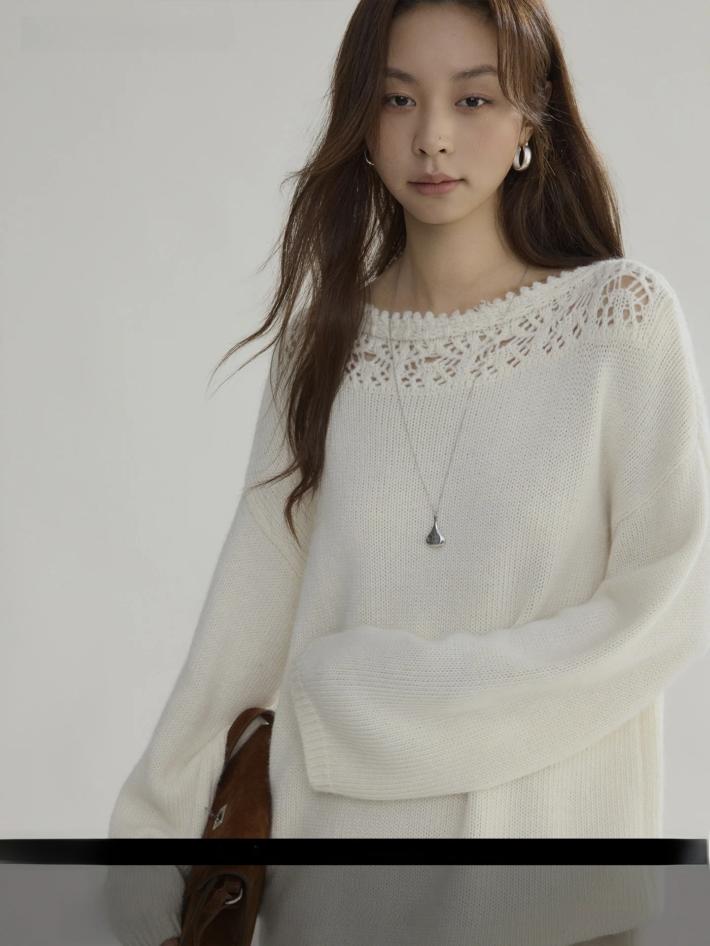 

Женский модный свитер Joli Choose с ажурным кружевным воротником, из мягкой нейлоновой смеси, с длинными рукавами, повседневный, премиум-класса, Весна 2026