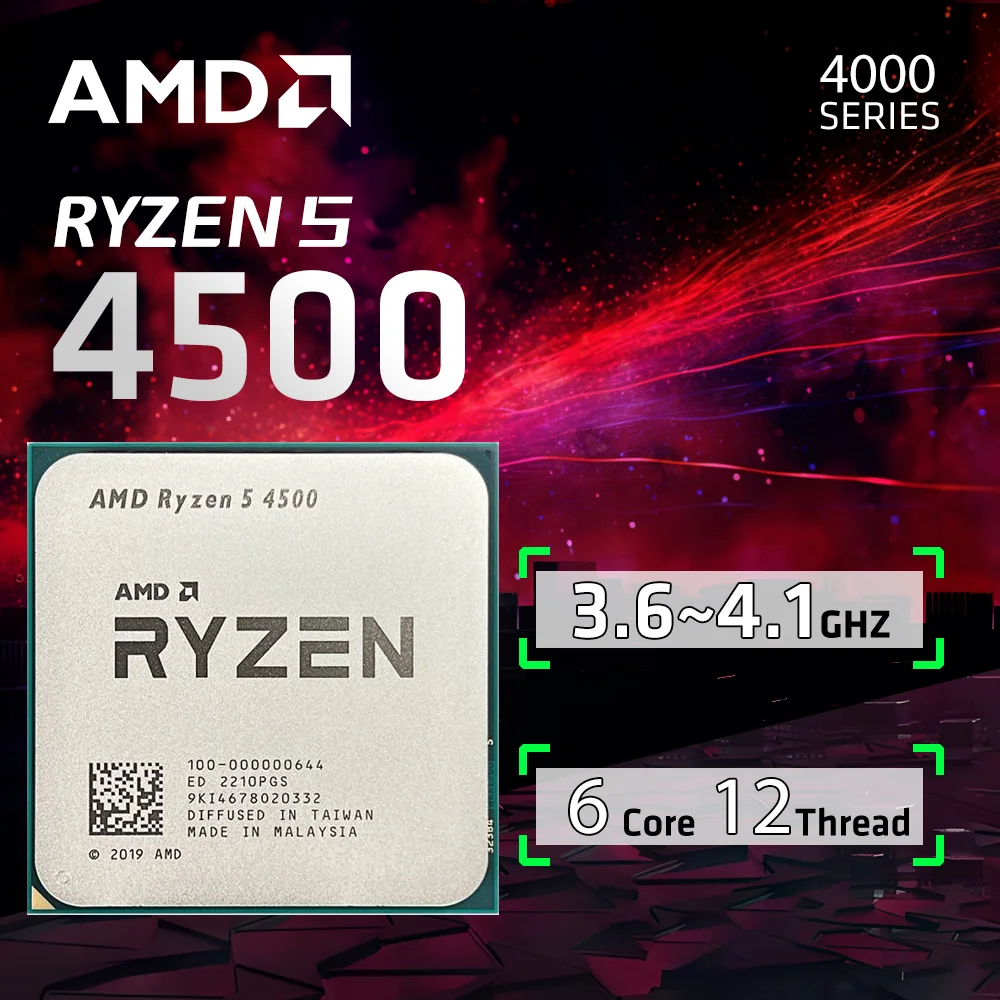 NEW AMD Ryzen 5 4500 CPU R5 4500 100% Brand   Gaming Processor 6-Core 12-Thread 3.6GHz 7NM L3=8M Game Cache Socket AM4 NO FAN