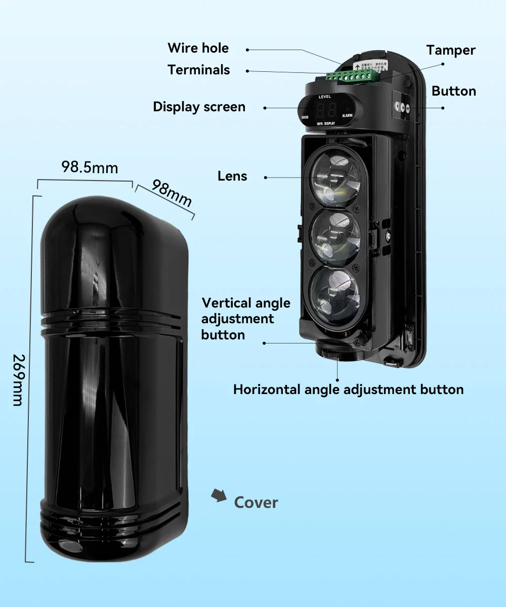 Meian Focus Wired Dual/Triple Infrared Beam Sensor, IP65 Waterproof Infrared Barrier Detector, Infrared Barrier for Villa Farm