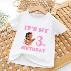 Moana Ocean Romance Princess Print Kids T shirt It's My 1 2 3 4 5 6 7 8 9 Years Birthday Baby Girls Clothes Children T-Shirts