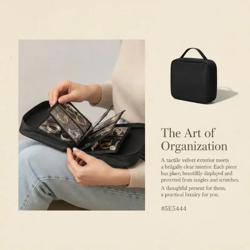 Portable Jewelry Organizer With Removable Clear Pockets Great For Travel Holds Necklaces Earrings Bracelets