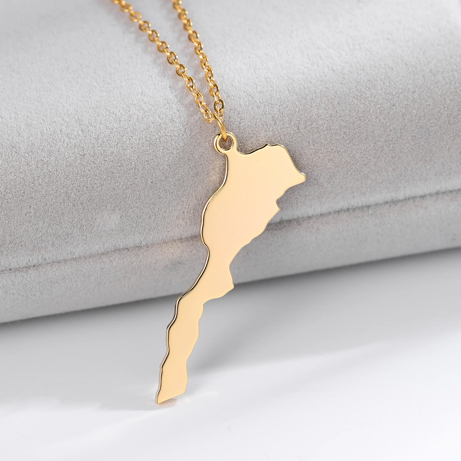 Morocco Map Pendant With Chain Jewelry  Beautiful Moroc Culture Gift For Him Her Mom Dad 18K Gold Plated Jewelry  Africa Culture