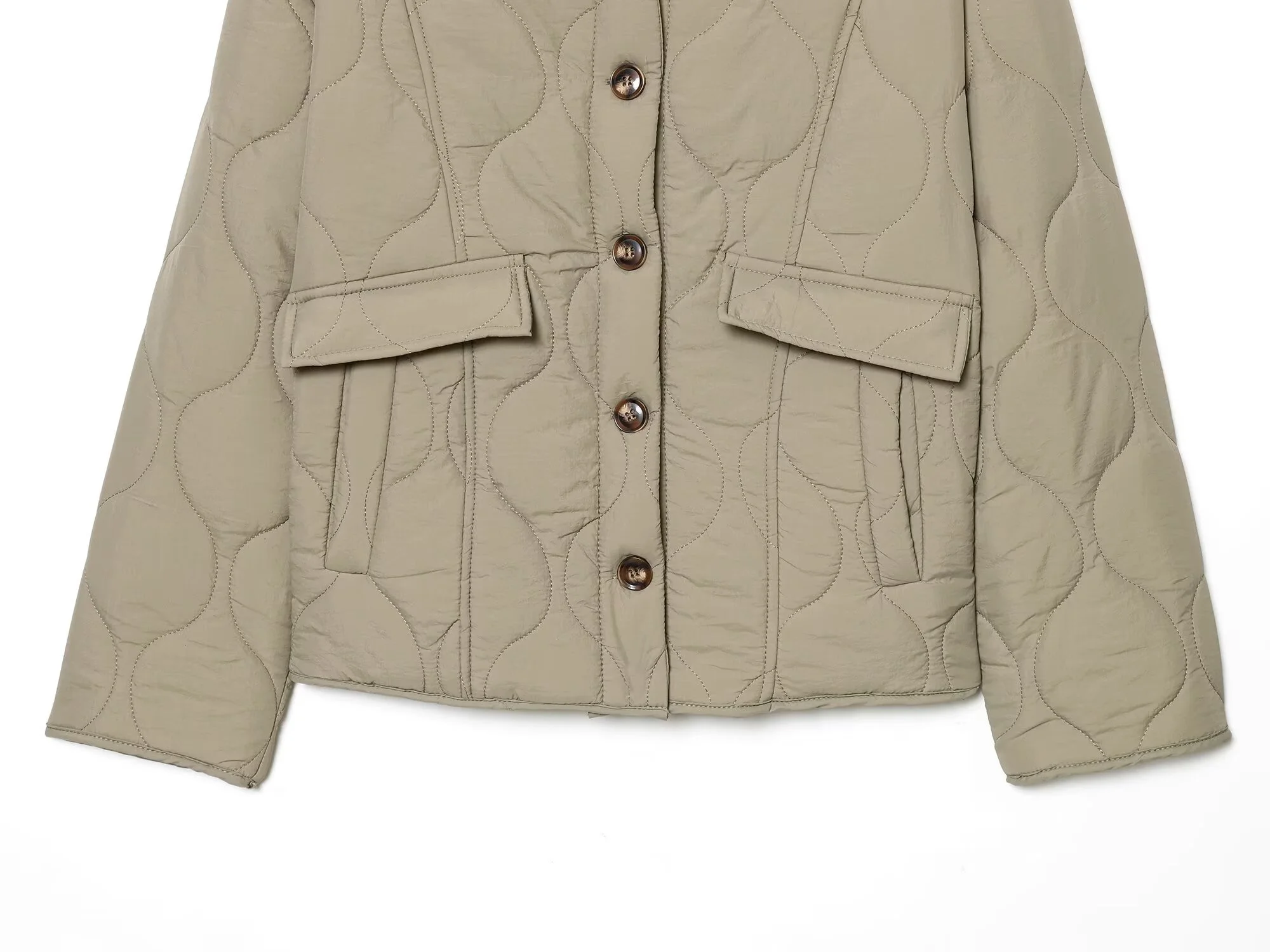 2025 شتاء جديد المرأة عارضة أزياء بسيطة الرجعية تنوعا الوقوف الياقة طويلة الأكمام سترة قطن قصيرة #6