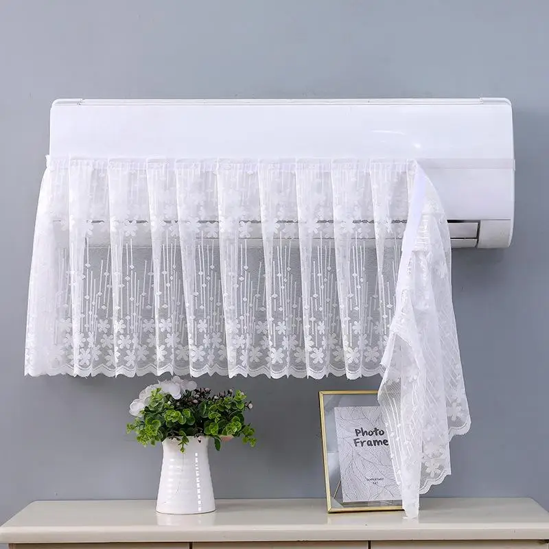 1PC pizzo ricamo fiore tenda antivento antipolvere copertura appesa per condizionatore d'aria anti vento diretto decorazione della finestra della camera da letto