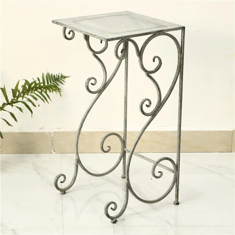 Antique wrought iron wooden flower stand folding shelf flowerpot storage shelf flowers