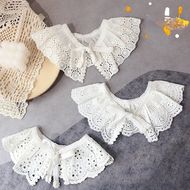 Baby Bib Hollow Lace Baby Accessories Korean Kids Lace Collar Cute Hollow Female Baby Bib Scarf  Baby Bib Detachable Collar