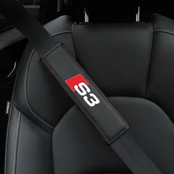 FOR Audi Rline RS S3 S4 S5 S6 S7 TT protective 1pc Cowhide Car Interior Seat Belt Protector Cover For car Auto Accessories