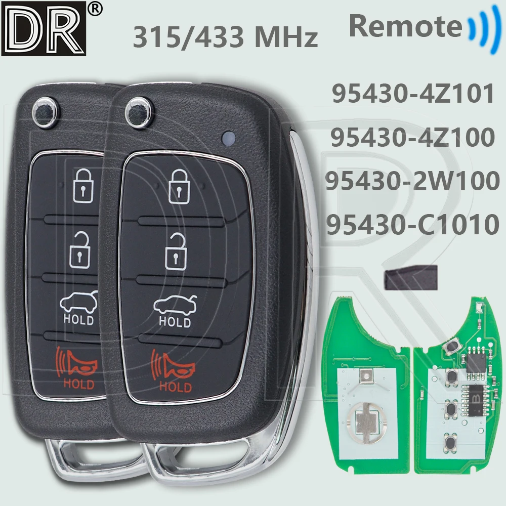 

DR TQ8-RKE-4F16 95430-C1010 ID46/4D60 Chip 433MHz Flip Car Remote Key For Hyundai Sonata 2014 2015 2016 2017 2018
