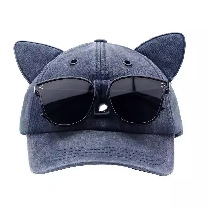 Unisex Sommer-Baseballkappen mit Brille, Pilotenmütze, Persönliche Hip-Hop Schirmmütze für Damen und Herren, Outdoor-Sport Sonnenschutz-Caps