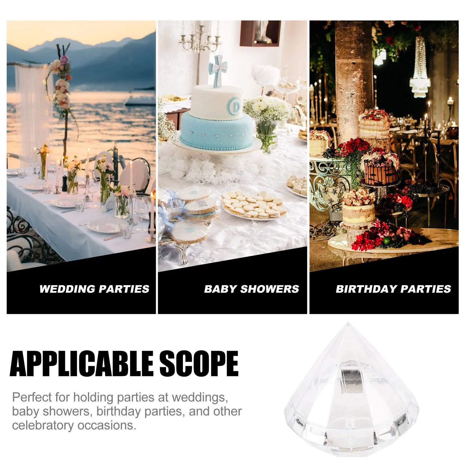 

12Pcs Plastic Candy Boxes Diamond Shape Creative Sweet Storage Containers for Party Wedding Favor Candy Holder