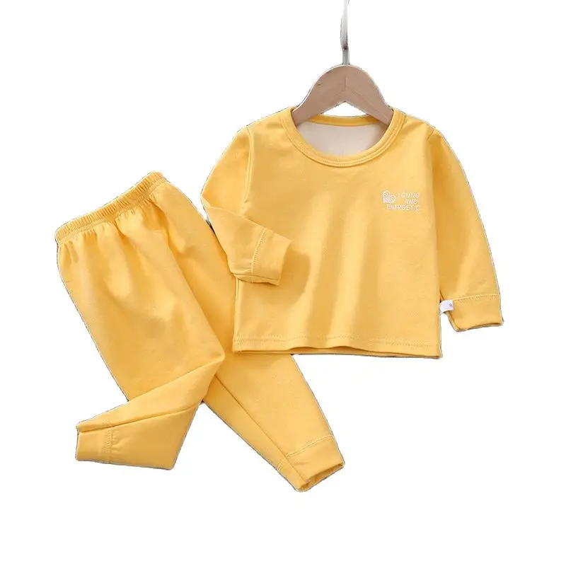 2024Children's autumn and winter warm underwear set boys' thickened warm pajamas set girls' plush home clothing 0-10Y