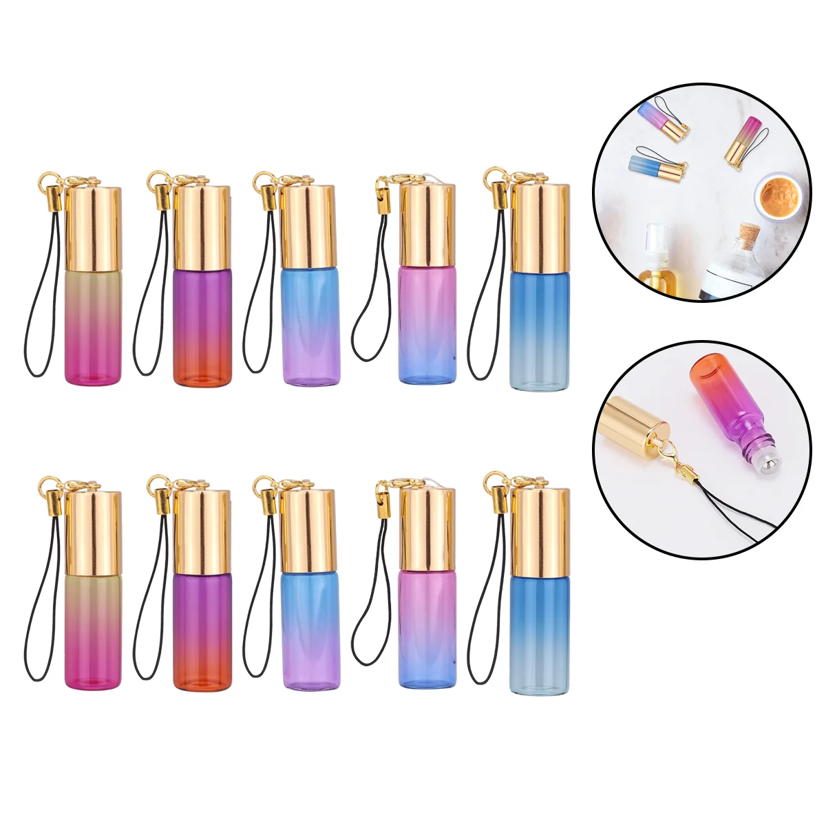 

10 Pcs Glass Roll Bottle for Perfume Essential Oil Roller Suckers Bottles Lip Glosses