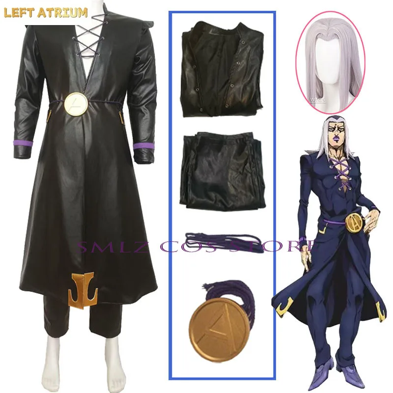 Disfraz de Anime Leone Abbacchio, gabardina para hombre, uniforme, peluca, conjunto completo, traje para fiesta de Halloween para hombre y mujer
