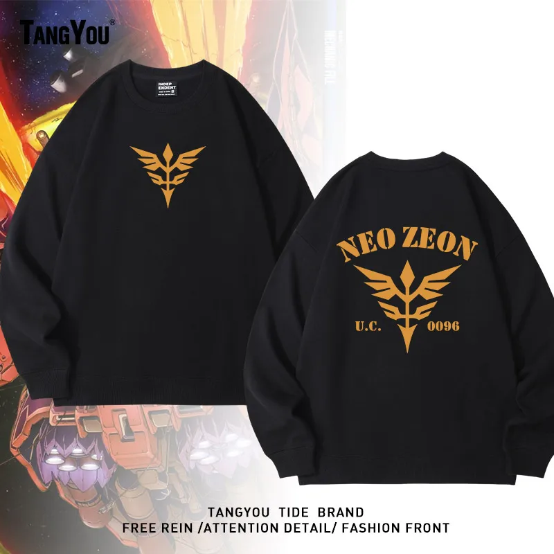 Sudadera Retro de Dibujos Animados Mobile Suit UC New Zealander con Forro Polar, Manga Larga, Cuello Redondo, para Otoño e Invierno, Ropa Casual