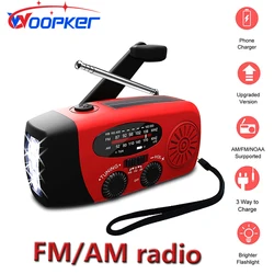 Woopker-Radio E01 multifonctionnelle à énergie solaire, à manivelle, USB, FM/AM/NOAA WB, météo, lampe de poche d'urgence