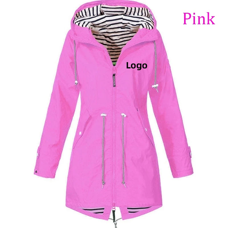 Chaqueta ligera impermeable con capucha para mujer, abrigos con cremallera para exteriores, chaquetas de Montañismo para mujer, personaliza tu logotipo