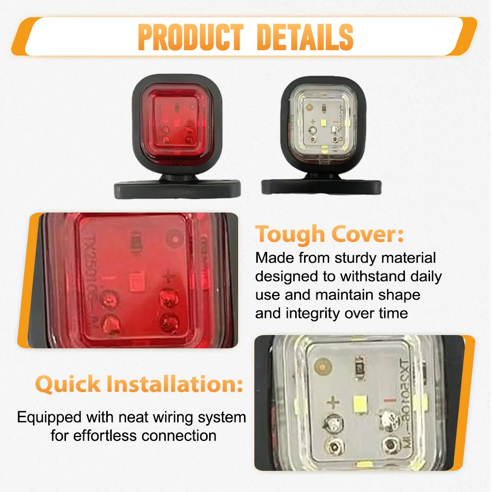 

2pcs Truck Side Marker Light 12V-24V Universal For trucks SUVs trailers 12V/24V light systems Indicator Outline Lamp Tail Light