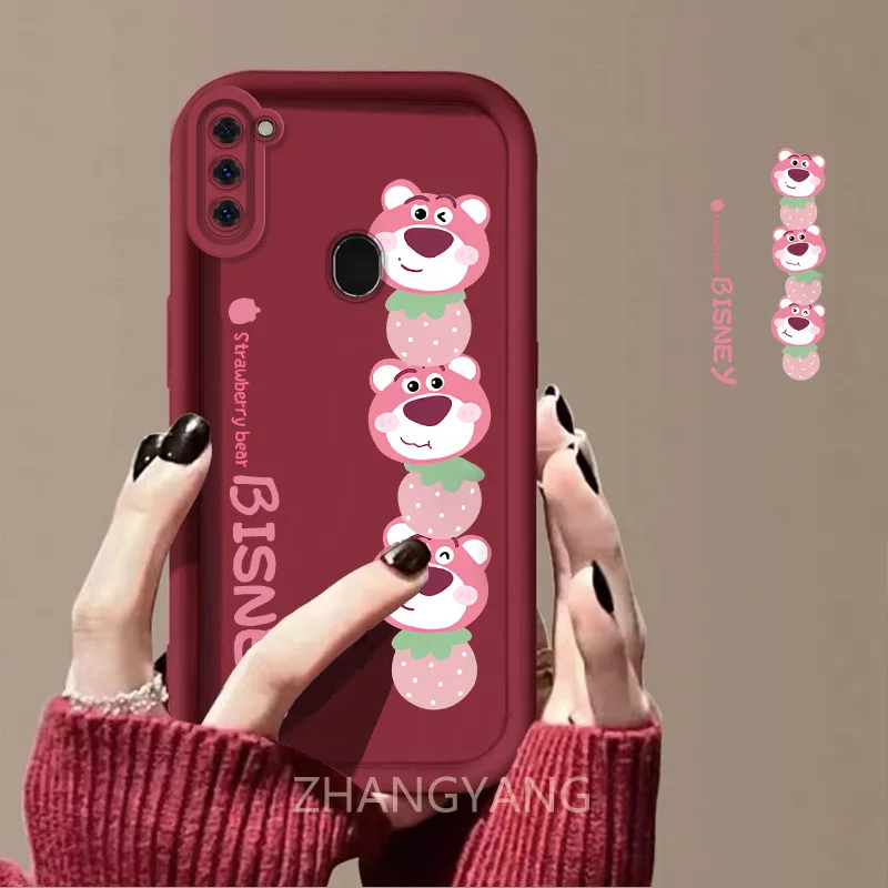 Case For Samsung A11 Cute cartoon bear phone case with silicone TPU soft case anti drop and shockproof phone camera fully covere