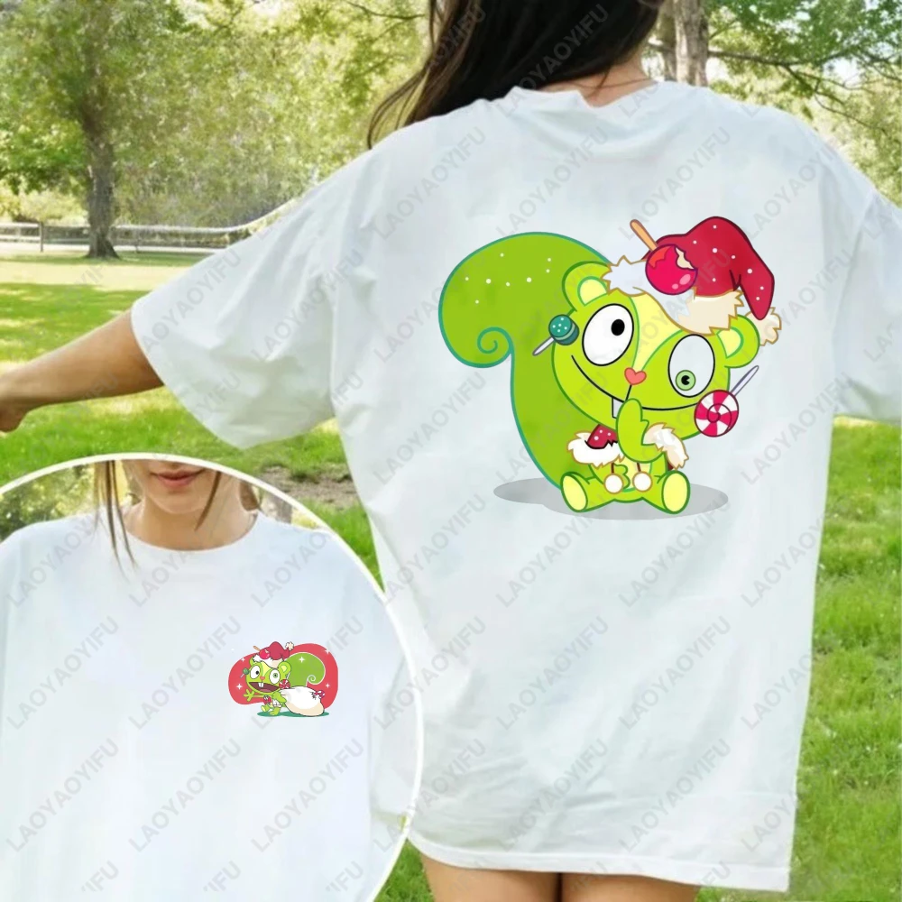 

Happy Tree Friends Cartoon Tee Cute Green Squirrel Nutty Print T-Shirt Summer Fashion Trendy Casual Unisex Cotton Tshirt