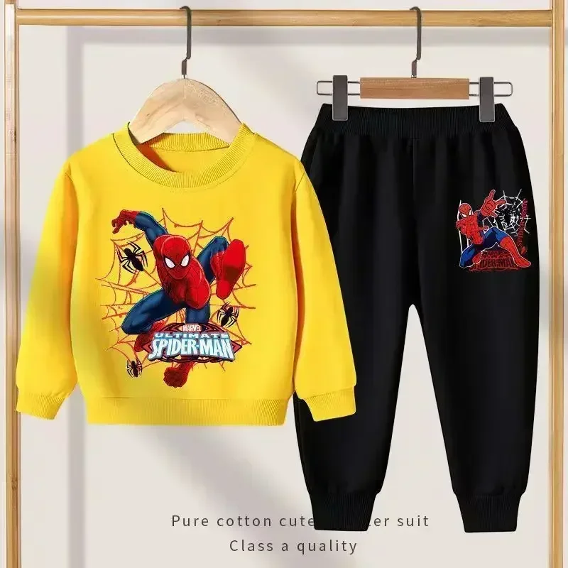 Anime Disney Spring Autumn New Product Boys Girls Clothes Set Spider-Man Hoodies Coat + Pants 2PCS Set Casual Kids Sportswear